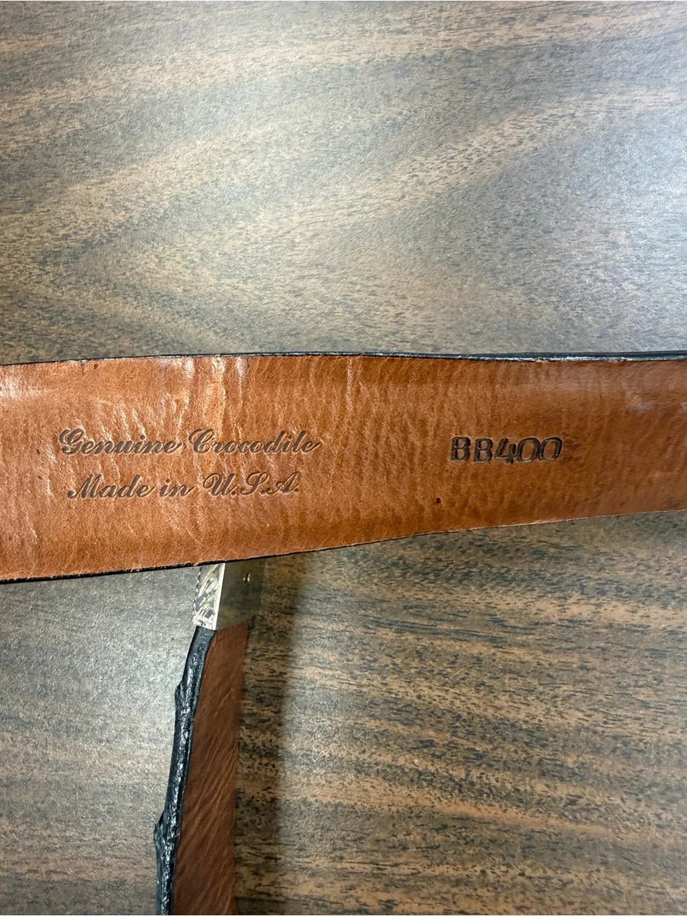 BLACK JACK BELTS • Black genuine crocodile Western Buckle Belt - size 36